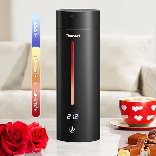 CHACEEF Travel Kettle 𝐔𝐩𝐠𝐫𝐚𝐝𝐞𝐝, Portable Electric Kettle, 350ml Small Electric Kettle with 5 Variable Presets, 304 Stainless Steel Hot Water Boiler with Auto Shut-Off & Boil Dry Protect, Black