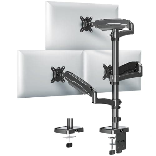 MOUNT PRO Triple Monitor Mount for Max 32" Computer Screen, Adjustable 3 Monitor Desk Mount, up to 19.8lbs Each, Three Display Arm with Tilt Swivel Rotation, VESA Mount 75x75/100x100mm