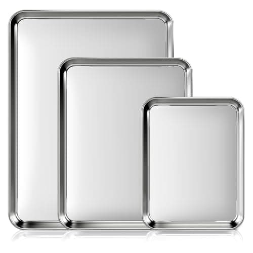 Stainless Steel Cookie Sheets Set of 3, 9/12/16 Inch Non Stick and Heavy Duty and Easy Clean
