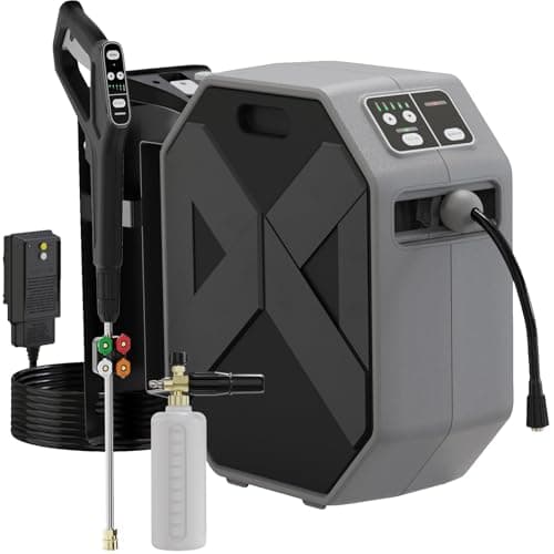 WISSIPRO Electric Wall Mounted Power Washer -5100 PSI 3.2 GPM Adjustable Pressure Washer, Power Washer with GFCI Power Cord 100FT Retractable Hose and 1L Foam Canno for Cars, Driveways, Patios