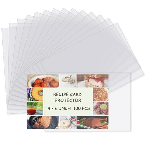 Recipe Card Protectors, Recipe Card Covers Index Card Sleeves Protect Recipes Kitchen Plastic Cookbook Sheet Protectors Cookbook Page Sleeve - 100 Count 4×6 Inch