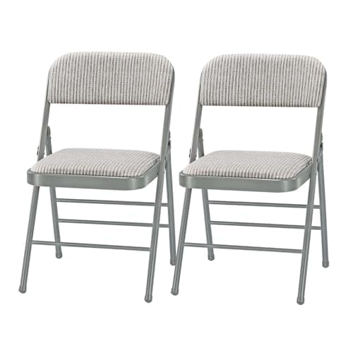 Amazing for less Pack of 2 (Fabric/Vinyl) Steel Frame Metal Foam Padded Folding Chairs (Black, Gray, White) (2-Pack - Fabric White)