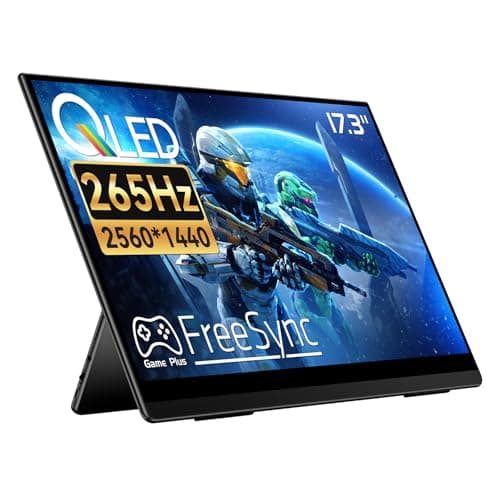 EHOMEWEI D5 Air 265Hz QLED Gaming Monitor 17.3" 2.5K, 2560 * 1440 300NIT 100% sRGB 16:10 Widescreen, Gaming Monitor for Laptop PC/Phone/PS5/Xbox Screen Display