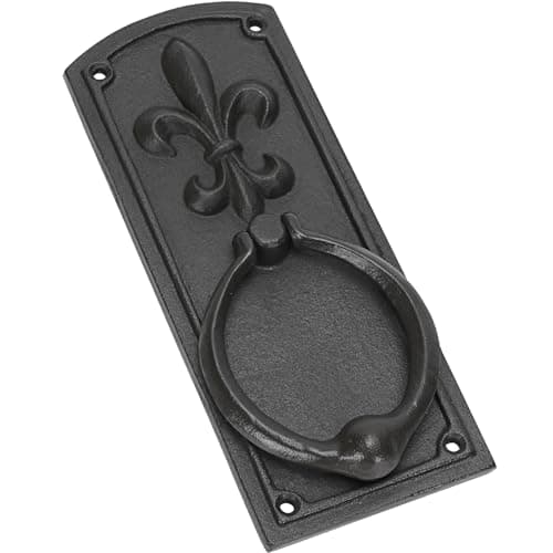 TECANA Door Knocker-Vintage Black Door Knockers for Front Door - Heavy Duty Cast Iron Front Door Knocker with Iris Carving Pattern