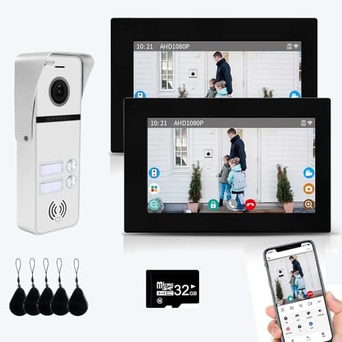 Wired Apartment Video Intercom System 2 Units 7 Inches Touch Monitor Wireless Wifi Video Doorbell System,Video Door Phone Kit,Indoor Outdoor Support Monitoring, Unlock, Dual Way Intercom for Home