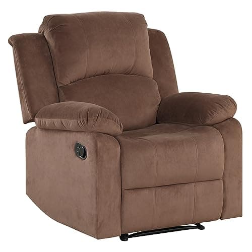 Phoenix Home Fabric Manual Recliner Chair for Adults, Comfy Chairs with Overstuffed Arm and Back, Single Sofa for Living Room, Iron Brown