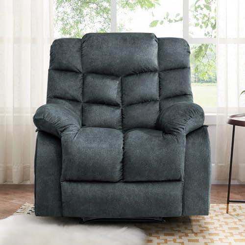 QIAYA Recliner Chairs for Living Room Overstuffed Breathable Fabric Reclining Chair Manual Sofas