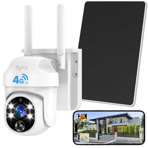 4G LTE Cellular Solar Security Camera, Solar Powered Wireless Cellular Security Camera Outdoor with Built-in SIM Card, 360° Live View, 2K Color Night Vision, Motion Alert, Remote Access, 2-Way Audio