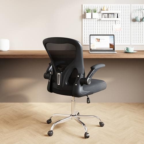 DEVAISE Office Chair, Ergonomic Computer Desk Chair with Flip-up Armrests, Comfy Mesh with Adjustable Lumbar Support, Black