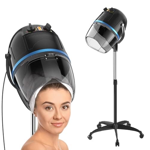 Saturnpower Hair Dryer 1300W Professional Adjustable Hooded Floor Hair Bonnet Dryer Stand Up Hair Dryers with Rolling Base for Home Salon Spa Beauty Equipment, Black