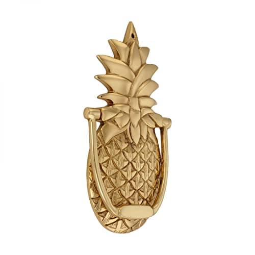 Renovators Supply Manufacturingᵀᴹ Heavy Pineapple Door Knocker – Solid Brass Construction, Polished Brass Finish, 8 Inch Long with Mounting Hardware