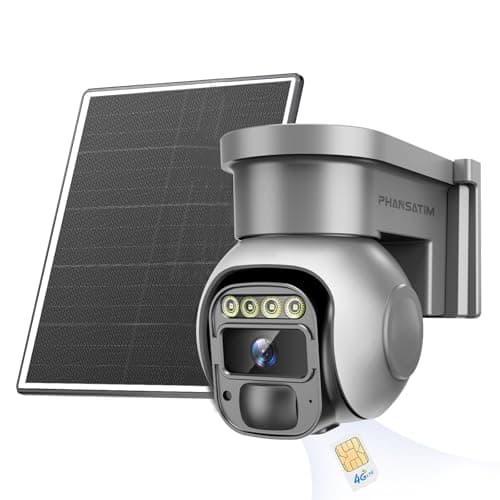 PHANSATIM Solar 4G LTE Cellular Security Cameras Wireless Outdoor,No WiFi Solar Powered Battery Camera for Home Surveillance,PTZ Motion Detection Sensor, Built in SIM Card
