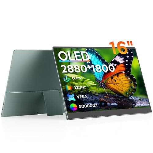 XBONFIRE OLED Portable Monitor| 16" 3K OLED Monitor 2880x1800| 0.1ms 120Hz Display| 120% DCI-P3 500000:1 Contrast| Ultra-Slim External Screen with Speaker and Stand for Mini PC/Switch/PS5/Xbox,VESA