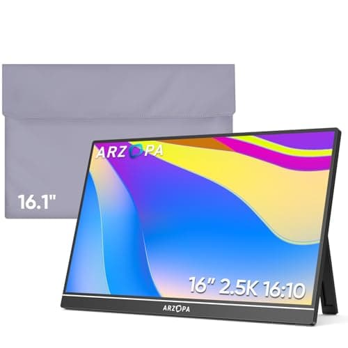 ARZOPA 16" 2.5K Portable Monitor, 2560x1600 QHD 123% sRGB IPS Display and 16.1 Portable Monitor Sleeve Case Bundle
