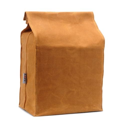 Waxed Canvas Lunch Bags Brown Paper Bag Styled - Classic Updated - Reusable and Washable, Worthbuy Lunch Box for Men & Women