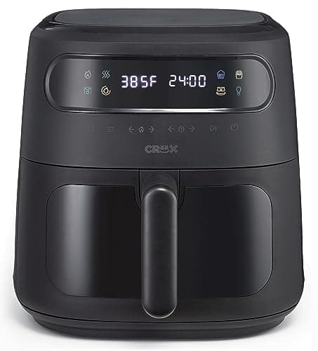 CRUX x Marshmello 8.0 QT Digital Air Fryer with TurboCrisp Technology, Touch Screen Temperature Control, Timer and Auto Shut-off, Fully Programmable, Silicone Liner Included, Black