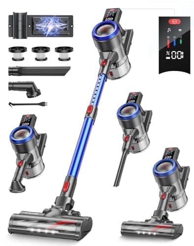 Cordless Vacuum Cleaner, 450W 40KPA 55Mins Cordless Stick Vacuum Cleaners for Home With Touch Screen, Wall Mount Charging Dock Station Removable Battery, Handheld Vacuum for Pet Hair/Carpet/Floor