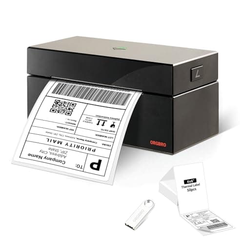 ORGBRO Z1 Shipping Label Printer, 4x6 Thermal Label Printer for Small Business, High Speed Sticker Maker for Commercial Grade Shipping Packages, Used for Amazon, Ebay, Shopify, USPS (USB Only)