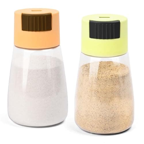 iNeibo Salt and Pepper Shakers Set, 2Pcs Plastic Salt Dispenser, Clear, with Squeezing Lid, Moisture Proof, Perfect for Cooking, Picnic, Outdoor BBQ, 1.2 Ounces for Easy Portability and Use