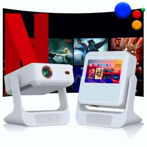 【Touch Screen/APP Store/800 ANSI/Auto Focus】Portable Projector, 4K Support Smart Outdoor Projector, WiFi6 and Bluetooth Native 1080P Mini Projector for Home Theater/Gaming/Outdoor (300" Display)