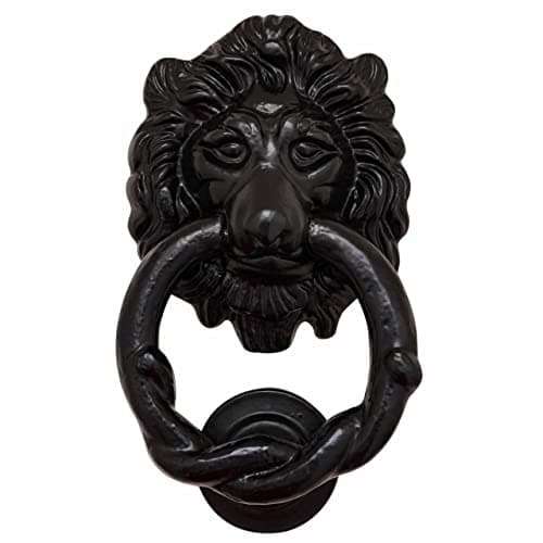 Mythrojan Lion Head Door Knocker, Cast Iron Knocker, Heavy Duty Entry Door Knocker for Vintage Home Décor Accessories- 6" X 3.5" Black
