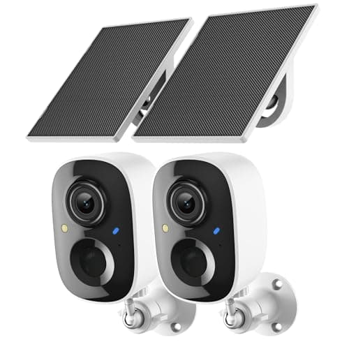 2K Security Camera Wireless Outdoor,Solar Powered WiFi Cameras for Home Security with Motion Detection,Color Night Vision(Spotlight),Instant Alert,2-Way Audio,Siren&SD/Cloud Storage,IP65,2.4GHz,2 Pack