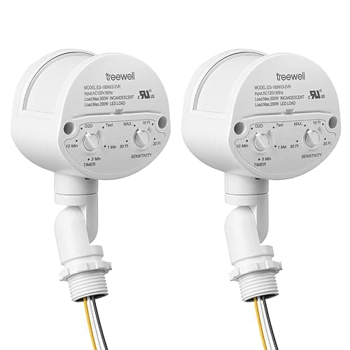 2 Pack Motion Sensor, 180-Degree Replacement Motion Detector, Adjustable Time & Detection Sensitiity Up to 60 Feet Range, 3 Working Modes Pir Motion Sensor for Security Floodlight, White, UL Listed