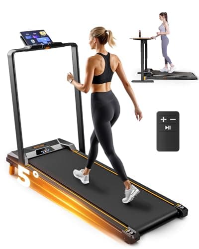 Walking Pad with Handle Bar, BestGod Treadmills for Home Office 330 lbs Capacity Foldable Under Desk Treadmill 5% Walking Treadmills with Incline 2.5 HP Folding Treadmill