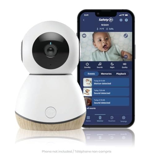 Safety 1st 360° Smart Baby Monitor: 1080p HD, PTZ, Day/Night Vision, Cry Detection, Two-Way Talk, Lullabies, Google Home & Amazon Alexa, Multi-Monitor, Secure Cloud/SD, iOS & Android, Echo