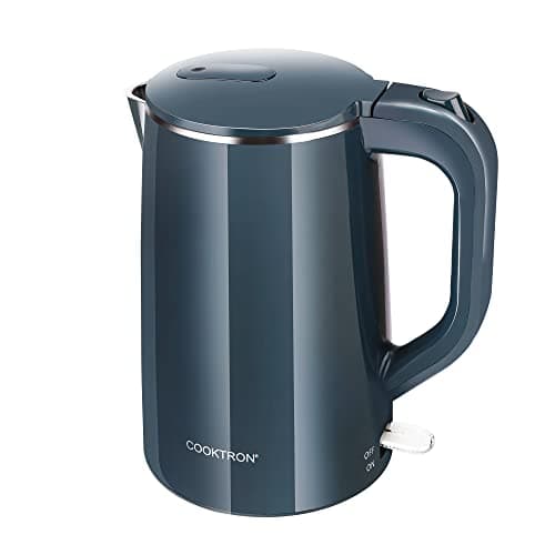 COOKTRON 1.7L Electric Kettle Quiet, Double Wall Hot Water Boiler BPA-Free, Quiet Boil and Cool Touch Tea Kettle, Cordless with Auto Shut-Off & Boil Dry Protection, 1500W Fast Boiling, Blue…