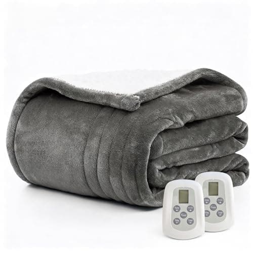 Heated Blanket Electric Blanket Queen Size 84"x90" Fast Heating Electric Blanket with Dual Control 10 Heat Levels & 10 Hours Auto-Off Overheat Protection Cozy Soft Flannel Heated Throw Blanket