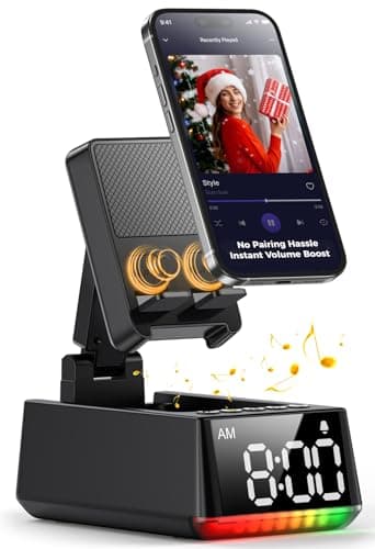 Bluetooth Speaker Birthday Gift for Men:Induction Cell Phone Stand HD Sound Valentines Gifts For Him Her Adult Teen,Anti-Slip Phone Holder Kitchen Gadget Women Mom Wife,Dad Husband Boyfriend(Black)
