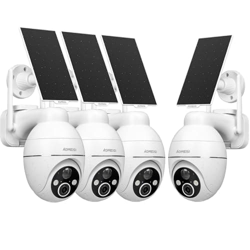 Aomeisi 4G2 Solar Security Camera Outdoor,360°View Pan/Tilt,Two-Way Talk,Easy to Setup,Audible Flashlight Alarm,Motion Alert,SD Slot Cloud Storage,Tech Support,Work with Alexa Google Home,CloudEdge