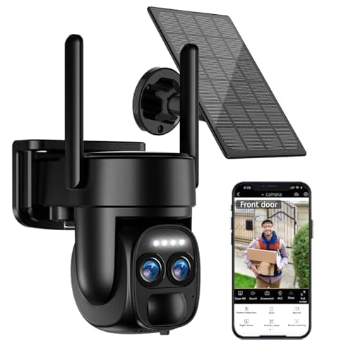 Uniter 4K Solar Security Cameras Wireless Outdoor, 5G/2.4G WiFi PTZ Camera Battery Powered, 360°View Home Security Systems with Color Night Vision/Spotlight Siren/PIR Sensor/Auto Human Tracking/IP66
