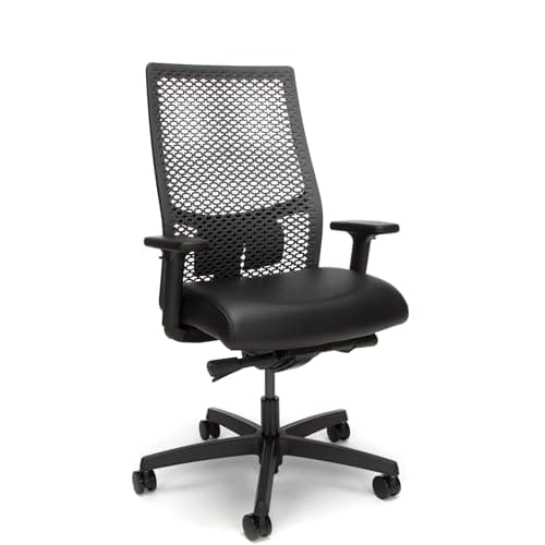 HON Ignition 2.0 ReActiv Ergonomic Office Chair, Standard Synchro-Tilt Recline, Breathable Flex Back, Swivel Wheels, Comfortable Desk Chair for Long Hours, Black Frame, Black