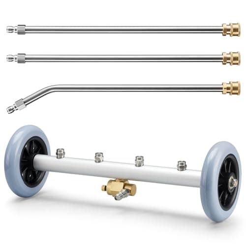 PLIOW 16" Under Carriage Pressure Washer Attachment, Heavy-Duty Under Carriage Pressure Washer with 3 Extension Wands, 4000 PSI Pressure Washer Accessories for Vehicle Chassis Cleaning (16 Inch)