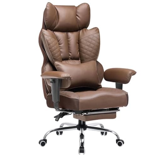 COMHOMA Desk Office Chair 400LBS Big and Tall Office Chair Ergonomic Gaming Chair with Wide Seat Leather High Back Chair with Foot Rest Adjustable Armrests Pocket Spring Lumbar Support