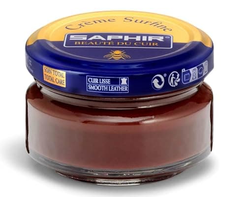 SAPHIR Creme Surfine Pommadier Shoe Polish - Beeswax Cream for Leather Products - Medium Tobacco Brown