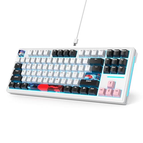iTastatur 75 Percent Gasket Mounted Mechanical Keyboard Hot Swappable,Wired 87 Key TKL Mechanical Keyboard,RGB Backlit,Custom White Switch NKRO Gaming Keyboard Suitable for Win/Mac (Olivia)