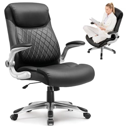 GTPLAYER Big and Tall High Back Office Chair 400LBS Wide Leather Executive Chair Height Adjustable Lumbar Support & Armrests, Comfy Desk Gaming Chairs Computer Swivel Chair, Black