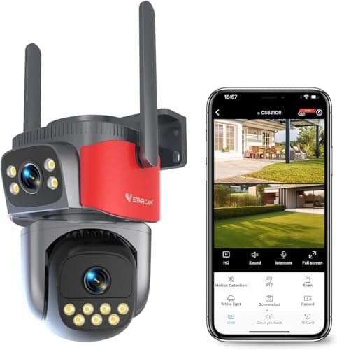 VSTARCAM 4MP+4MP Dual Lens Security Camera Outdoor, 2K, 360° Pan & Tilt, PIR Motion Detection, Spotlight & Siren Alarm, Full Color Night Vision, 2-Way Audio, IP66, Cloud & SD Card Storage