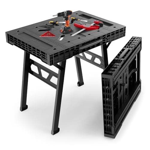 Express Folding Worktable, Easy Setup Portable Folding Workbench, 34" W x 24" D Lightweight Versatile Worktable with 1650 Lbs Load Capacity Work Benches for DIY Home Improvements Professional Worksite