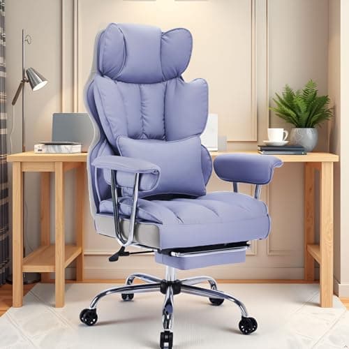 Efomao Big and Tall Office Chair 440LBS, Purple Heavy Duty Executive Chair with Footrest, Ergonomic Desk Chair for Home Office, Wide Computer Chair