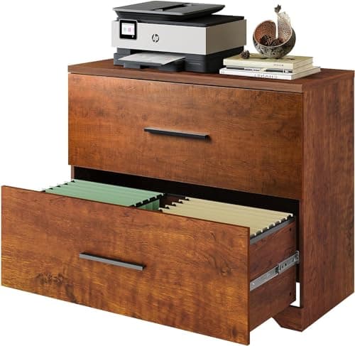 DEVAISE 2 Drawer Wood Lateral File Cabinet with Anti-tilt Mechanism, Storage Filing Cabinet for Home Office, Walnut