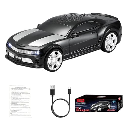 WSTER WS-592 Supercar Design Bluetooth Replica Speaker – Portable Car Model Wireless Speaker with TWS Stereo, FM Radio, LED Party Lights, USB/TF Playback, Hands-Free Calling, Microphone(Black)