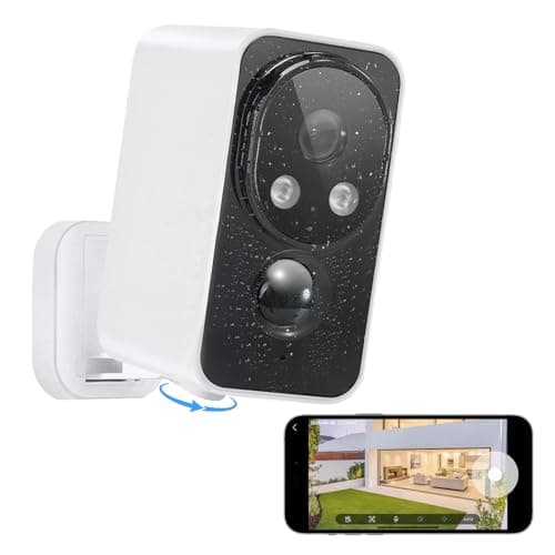 Security Cameras Wireless Outdoor, Pan Rotating 180° WiFi Cameras with 2K Color Night Vision Battery Powered Spotlight/Siren PIR Motion Detection 2-Way Talk Waterproof Cloud/SD Storage Cameras