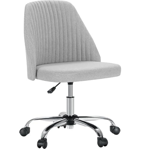 Sweetcrispy Armless Office Chair Cute Desk Chair, Modern Fabric Home Office Desk Chairs with Wheels Adjustable Swivel Task Computer Vanity Chair for Small Spaces
