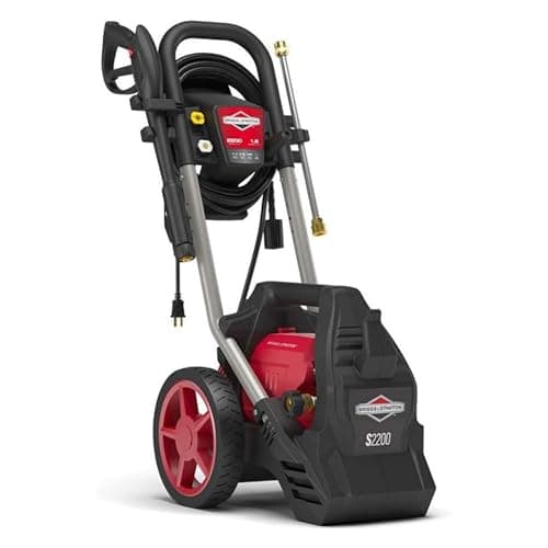 Briggs & Stratton 2200 Max PSI/1.2 Max GPM Electric Pressure Washer with 25 ft. Hose, 4 Spray Nozzles, Instant Start/Stop System and 9 Inch Wheels