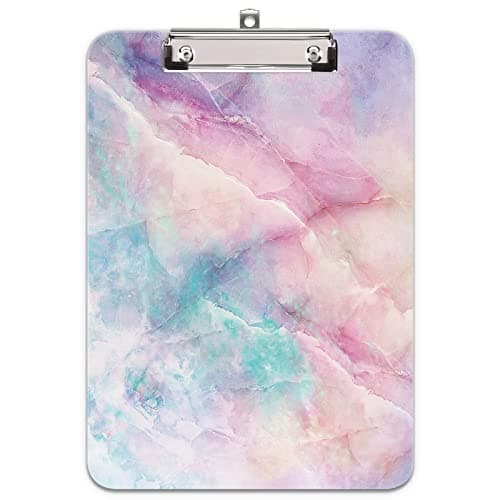 Hongri Plastic Cute Clipboard, Letter Size for Students, Teacher, Woman and Kids, Low Profile Clip, Decorative Pattern, Size 9 x 12.5 in, Dream Marble