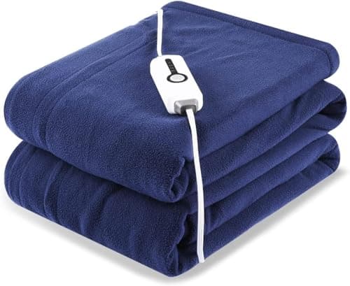 YAKEE Electric Heated Blanket Full Size 72'' x 84'', Heating Blankets for Couch & Bed with 4 Levels & 10 Hour Auto Off, Polar Fleece Electric Throw Full Body Warming, Machine Washable, Blue